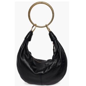 Black Leather Hobo Bracelet Bag